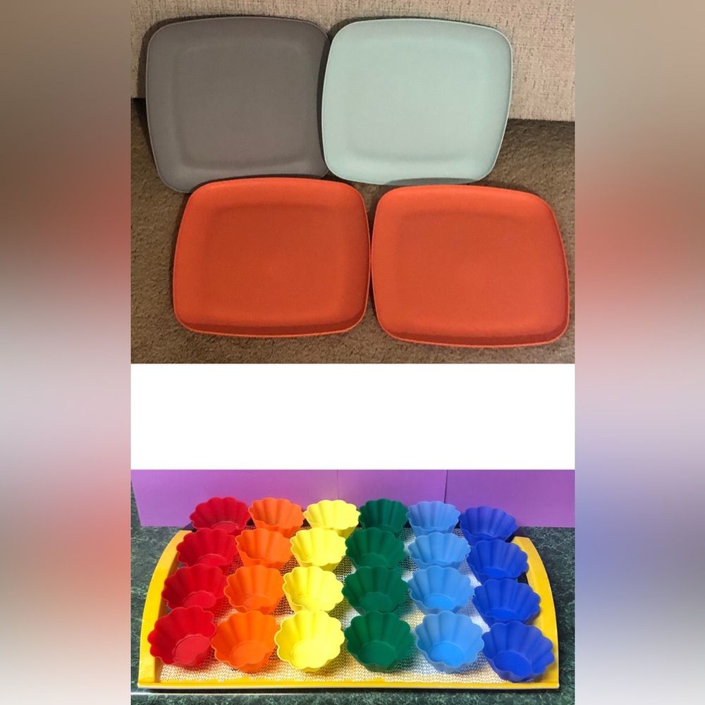 Silicone Cupcake Liners & Set of 4 BPA Free Plates